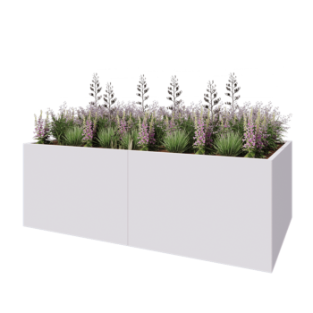 Саксии за цветя от стомана XXL - Правоъгълник - 240 x 120 x 80 cm - RAL9010 матов (бял) - Със основа