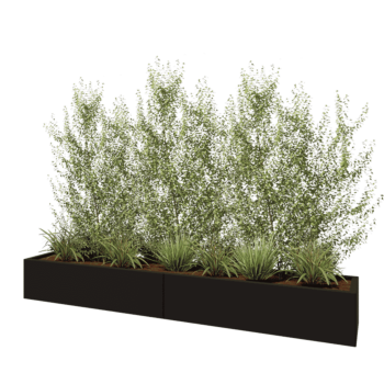 Саксии за цветя от стомана XXL - Правоъгълник - 240 x 40 x 30 cm - RAL9005 матов (черен) - Със основа