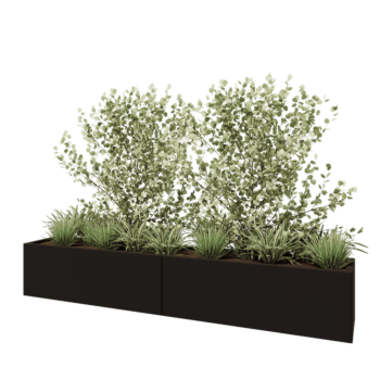 Саксии за цветя от стомана XXL - Правоъгълник - 240 x 40 x 40 cm - RAL9005 матов (черен) - без основа
