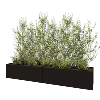 Саксии за цветя от стомана XXL - Правоъгълник - 240 x 50 x 40 cm - RAL9005 матов (черен) - Със основа