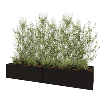 Саксии за цветя от стомана XXL - Правоъгълник - 240 x 60 x 40 cm - RAL9005 матов (черен) - Със основа