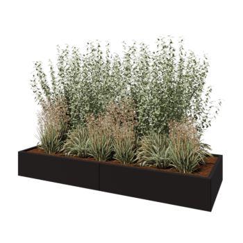Саксии за цветя от стомана XXL - Правоъгълник - 240 x 80 x 30 cm - RAL9005 матов (черен) - без основа