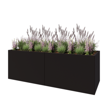 Саксии за цветя от стомана XXL - Правоъгълник - 240 x 80 x 80 cm - RAL9005 матов (черен) - без основа