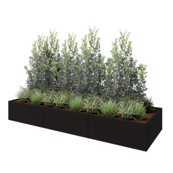 Саксии за цветя от стомана XXL - Правоъгълник - 300 x 100 x 40 cm - RAL9005 матов (черен) - без основа