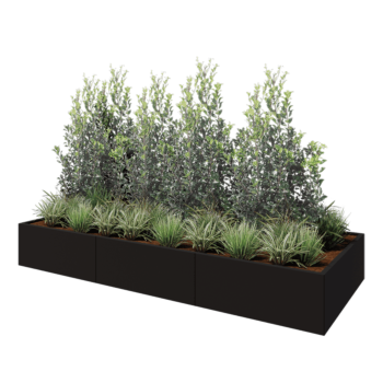 Саксии за цветя от стомана XXL - Правоъгълник - 300 x 120 x 40 cm - RAL9005 матов (черен) - без основа