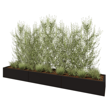 Саксии за цветя от стомана XXL - Правоъгълник - 300 x 50 x 30 cm - RAL9005 матов (черен) - без основа
