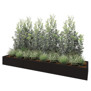 Саксии за цветя от стомана XXL - Правоъгълник - 300 x 60 x 30 cm - RAL9005 матов (черен) - без основа