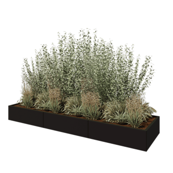 Саксии за цветя от стомана XXL - Правоъгълник - 300 x 80 x 30 cm - RAL9005 матов (черен) - без основа