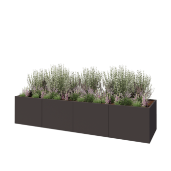 Саксии за цветя от стомана XXL - Правоъгълник - 400 x 100 x 80 cm - RAL7016 матов (антрацитено сиво) - без основа