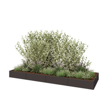 Саксии за цветя от стомана XXL - Правоъгълник - 400 x 120 x 30 cm - RAL7016 матов (антрацитено сиво) - без основа