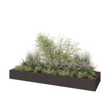 Саксии за цветя от стомана XXL - Правоъгълник - 400 x 120 x 40 cm - RAL7016 матов (антрацитено сиво) - без основа