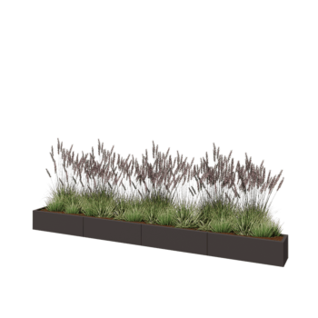 Саксии за цветя от стомана XXL - Правоъгълник - 400 x 30 x 30 cm - RAL7016 матов (антрацитено сиво) - Със основа