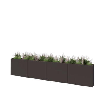 Саксии за цветя от стомана XXL - Правоъгълник - 400 x 30 x 80 cm - RAL7016 матов (антрацитено сиво) - Със основа