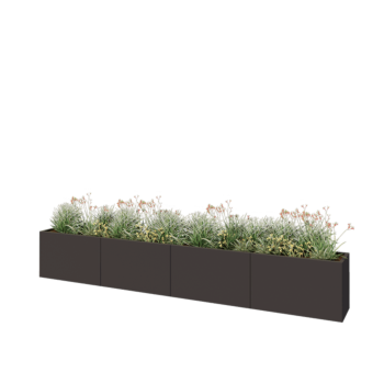 Саксии за цветя от стомана XXL - Правоъгълник - 400 x 40 x 60 cm - RAL7016 матов (антрацитено сиво) - Със основа