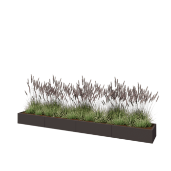 Саксии за цветя от стомана XXL - Правоъгълник - 400 x 50 x 30 cm - RAL7016 матов (антрацитено сиво) - Със основа