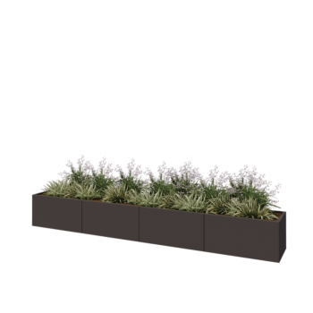 Саксии за цветя от стомана XXL - Правоъгълник - 400 x 50 x 50 cm - RAL7016 матов (антрацитено сиво) - Със основа
