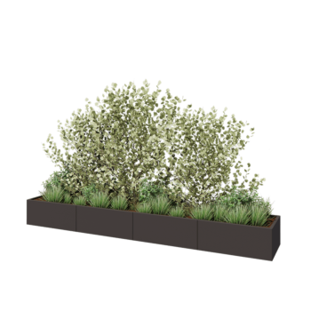 Саксии за цветя от стомана XXL - Правоъгълник - 400 x 60 x 40 cm - RAL7016 матов (антрацитено сиво) - Със основа