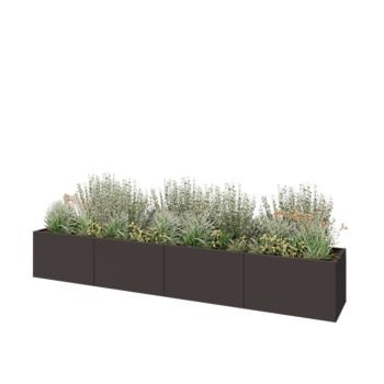 Саксии за цветя от стомана XXL - Правоъгълник - 400 x 60 x 60 cm - RAL7016 матов (антрацитено сиво) - без основа