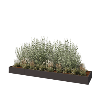 Саксии за цветя от стомана XXL - Правоъгълник - 400 x 80 x 30 cm - RAL7016 матов (антрацитено сиво) - без основа