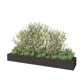 Саксии за цветя от стомана XXL - Правоъгълник - 400 x 80 x 40 cm - RAL7016 матов (антрацитено сиво) - Със основа