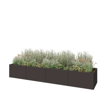 Саксии за цветя от стомана XXL - Правоъгълник - 400 x 80 x 60 cm - RAL7016 матов (антрацитено сиво) - без основа