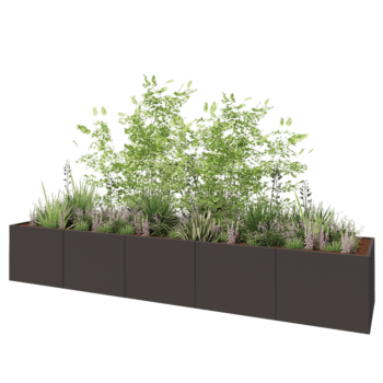Саксии за цветя от стомана XXL - Правоъгълник - 500 x 100 x 80 cm - RAL7016 матов (антрацитено сиво) - без основа