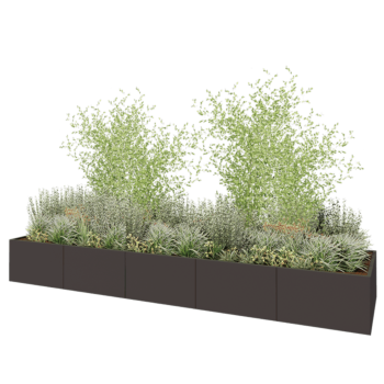 Саксии за цветя от стомана XXL - Правоъгълник - 500 x 120 x 60 cm - RAL7016 матов (антрацитено сиво) - Със основа