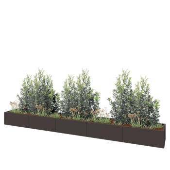 Саксии за цветя от стомана XXL - Правоъгълник - 500 x 60 x 40 cm - RAL7016 матов (антрацитено сиво) - Със основа