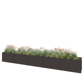 Саксии за цветя от стомана XXL - Правоъгълник - 500 x 60 x 60 cm - RAL7016 матов (антрацитено сиво) - Със основа