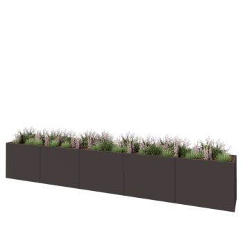Саксии за цветя от стомана XXL - Правоъгълник - 500 x 60 x 80 cm - RAL7016 матов (антрацитено сиво) - Със основа