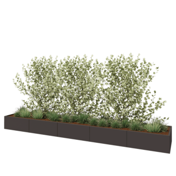 Саксии за цветя от стомана XXL - Правоъгълник - 500 x 80 x 40 cm - RAL7016 матов (антрацитено сиво) - Със основа