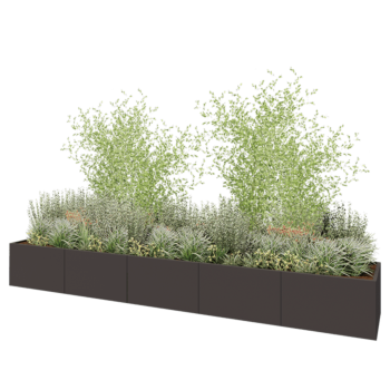 Саксии за цветя от стомана XXL - Правоъгълник - 500 x 80 x 60 cm - RAL7016 матов (антрацитено сиво) - без основа