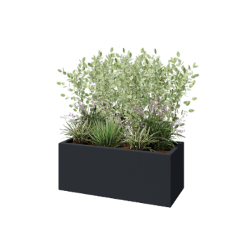 Саксия от фибростъкло - Правоъгълник - 100 x 40 x 40 см - RAL7021 мат (черно сиво) - С дъно