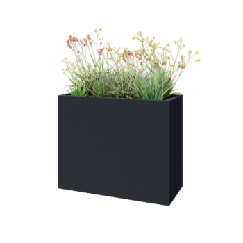Саксия от фибростъкло - Правоъгълник - 100 x 40 x 80 см - RAL7021 мат (черно сиво) - С дъно