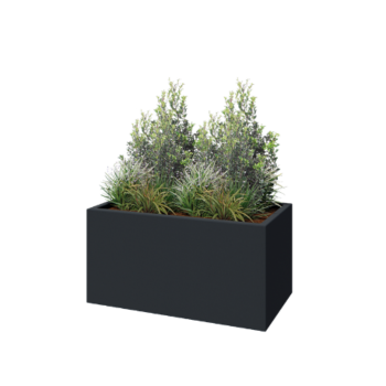 Саксия от фибростъкло - Правоъгълник - 100 x 50 x 50 см - RAL7021 мат (черно сиво) - С дъно