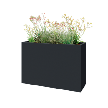 Саксия от фибростъкло - Правоъгълник - 120 x 40 x 80 см - RAL7021 мат (черно сиво) - С дъно