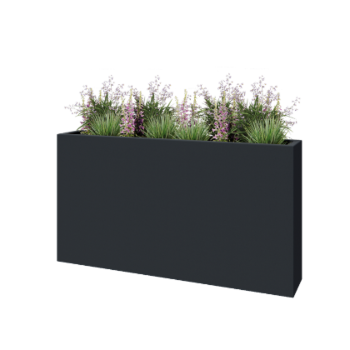 Саксия от фибростъкло - Правоъгълник - 150 x 25 x 80 см - RAL7021 мат (черно сиво) - С дъно