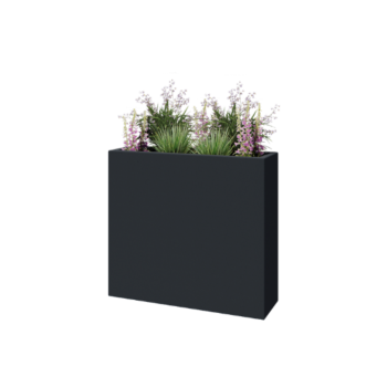 Саксия от фибростъкло - Правоъгълник - 90 x 25 x 80 см - RAL7021 мат (черно сиво) - С дъно