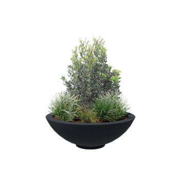 Саксия от фибростъкло - Купа - Ø 120 x 40 см - RAL7021 мат (черно сиво) - С дъно