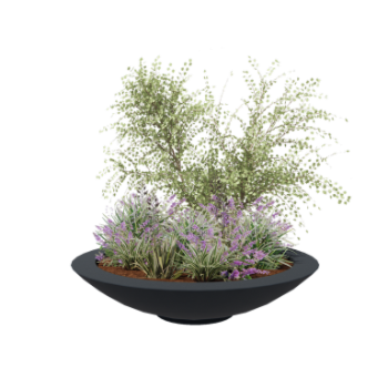 Саксия от фибростъкло - Купа - Ø 153 x 34 см - RAL7021 мат (черно сиво) - С дъно