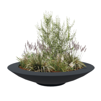 Саксия от фибростъкло - Купа - Ø 200 x 40 см - RAL7021 мат (черно сиво) - С дъно