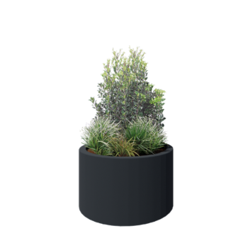 Саксия от фибростъкло - Кръгъл - Ø 100 x 60 см - RAL7021 мат (черно сиво) - С дъно