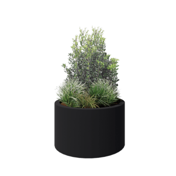 Саксия от фибростъкло - Кръгъл - Ø 100 x 60 см - RAL7021 мат (черно сиво) - С дъно