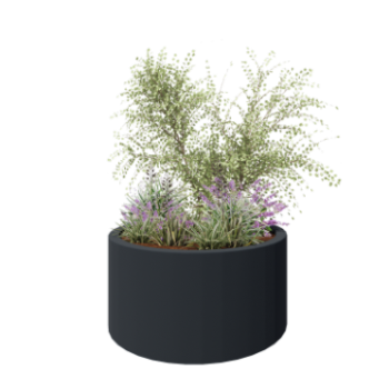 Саксия от фибростъкло - Кръгъл - Ø 120 x 60 см - RAL7021 мат (черно сиво) - С дъно