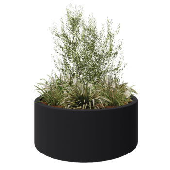 Саксия от фибростъкло - Кръгъл - Ø 150 x 60 см - RAL7021 мат (черно сиво) - С дъно