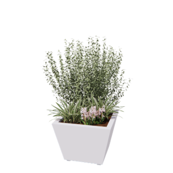 Саксии за цветя от стомана - Конус - 60 x 60 x 41,5 cm - Заварен - RAL9010 матов (бял) - Със основа
