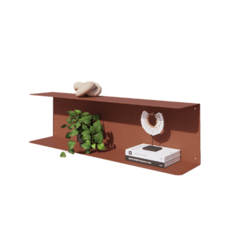 Стенен рафт от стомана - C-образна форма - 100 x 20 x 28 cm - Corten look