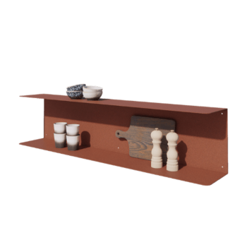 Стенен рафт от стомана - C-образна форма - 120 x 20 x 28 cm - Corten look