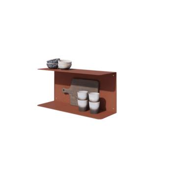 Стенен рафт от стомана - C-образна форма - 60 x 20 x 28 cm - Corten look