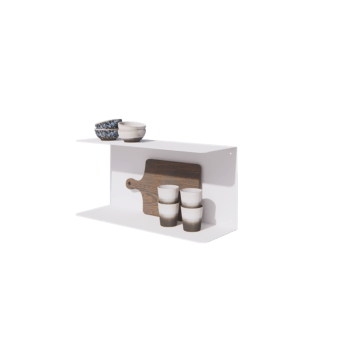Стенен рафт от стомана - C-образна форма - 60 x 20 x 28 cm - RAL9010 матов (бял)